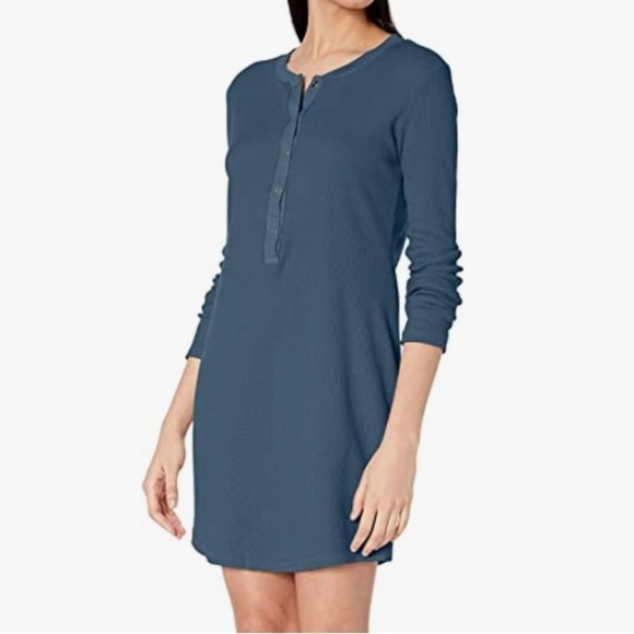 𝅺MONROW  L Blue waffle knit Henley dress - Picture 12 of 12
